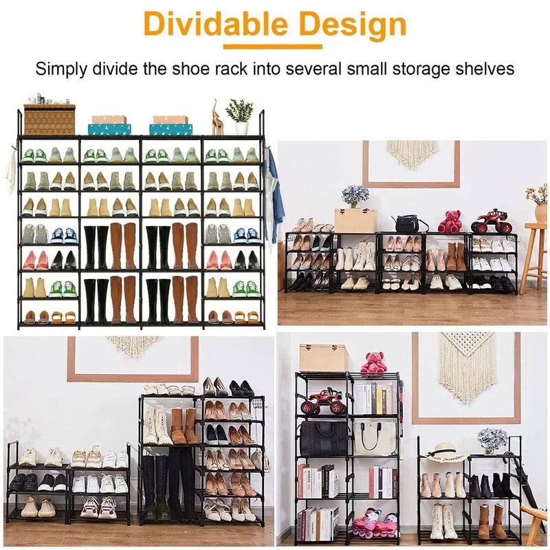 Shoe Rack Durable Metal Storage Shelf Holds Expandable And Dividable SpaceSaving Shoe Organizer 6