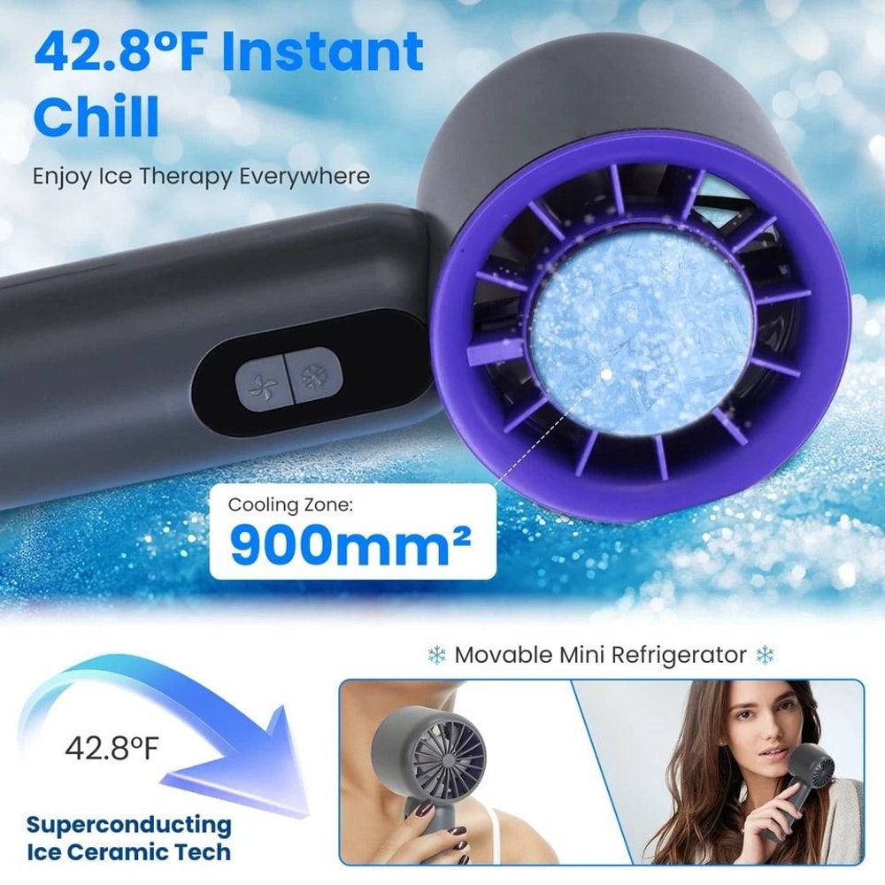 Mini Handheld Fan Ice Cooler HighSpeed Turbo Fan For Summer Rechargeable Outdoor Fan With Ice Cool 6