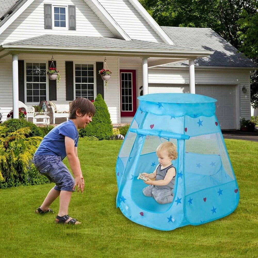 Kid Game Pop Up Play Tent Castle Playhouses For Kids Lightweight Blue Bag For Children Perfect For 4