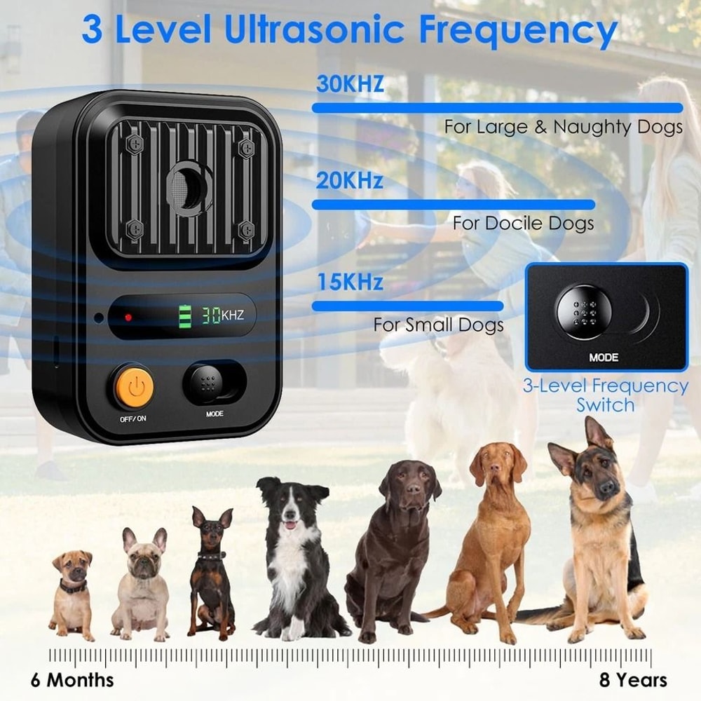 AntiBarking Ultrasonic Dog Control Device Level Frequency Waterproof Rechargeable Training Tool 8