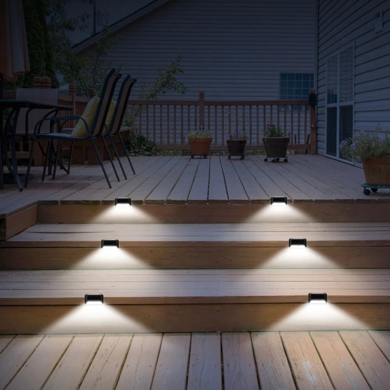 Solar LED Step Lights Outdoor Pathway Garden Deck Lighting Waterproof Fence Lamps 2