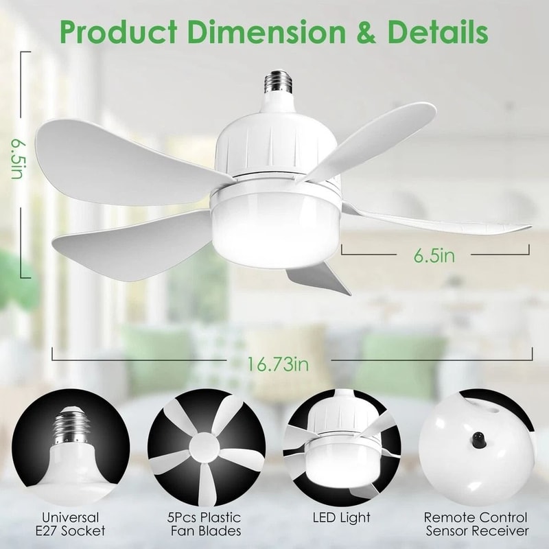 LED Ceiling Fan With Dimmable Socket RemoteControlled Fan Light Light Modes For Home Office 2