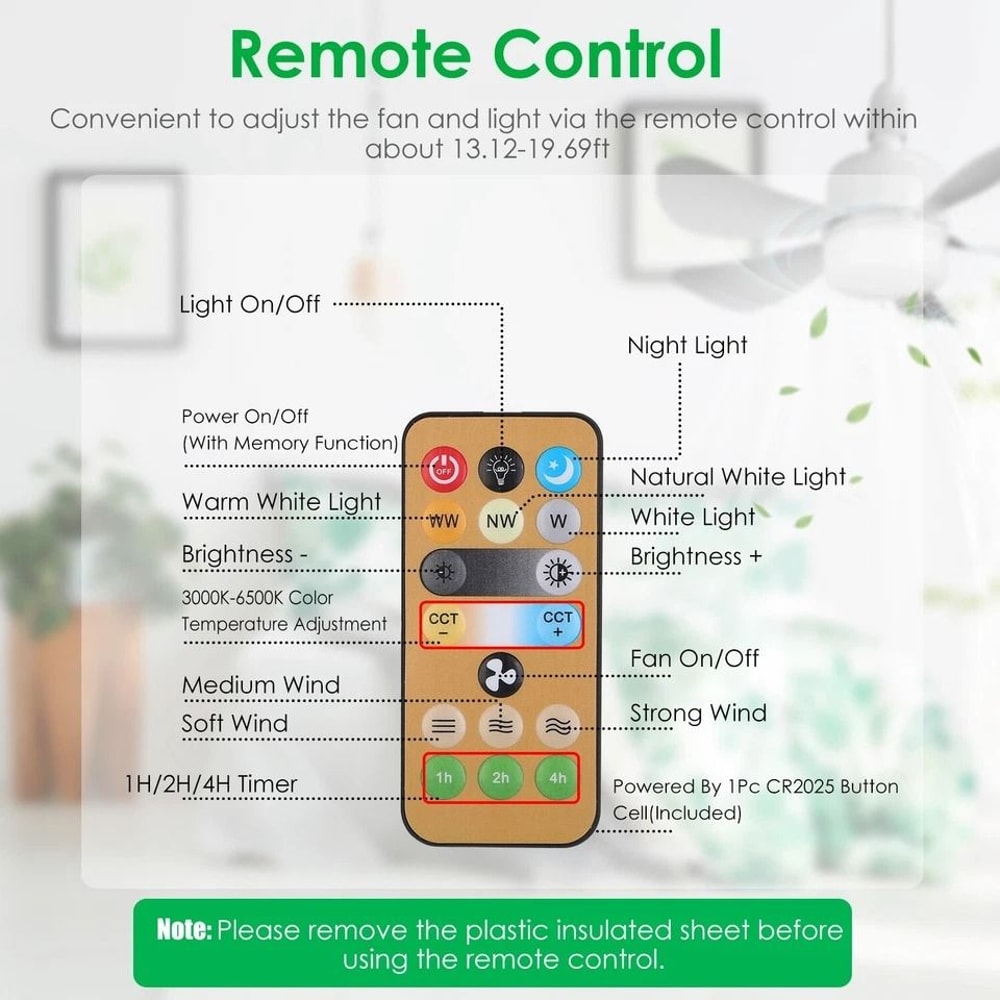 LED Ceiling Fan With Dimmable Socket RemoteControlled Fan Light Light Modes For Home Office 5