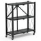 Folding Tier Storage Shelf With Wheels Heavy Duty Utility Rack Carbon Steel Organizer 0