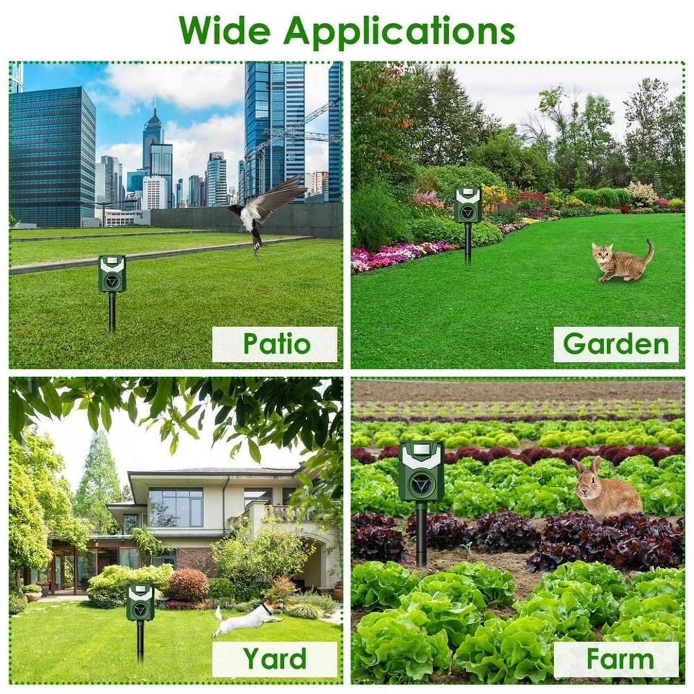 Ultrasonic Dog Repellent SolarPowered MotionActivated Animal Chaser With Flame Light Waterproof For 8