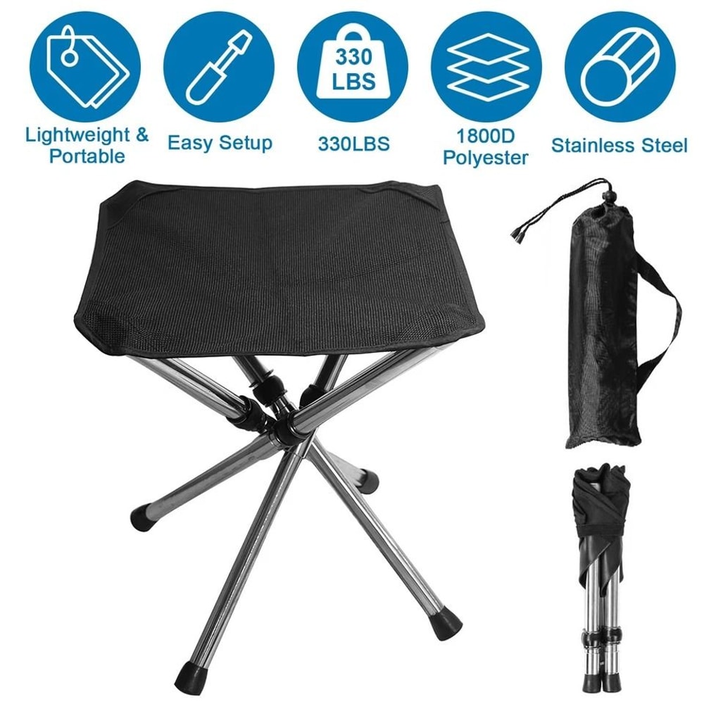 Outdoor Portable Camping Stool Small Foldable Chair For Fishing And Camping Includes Carry Bag 10