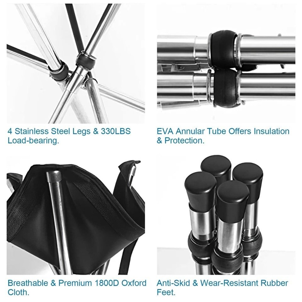 Outdoor Portable Camping Stool Small Foldable Chair For Fishing And Camping Includes Carry Bag 4