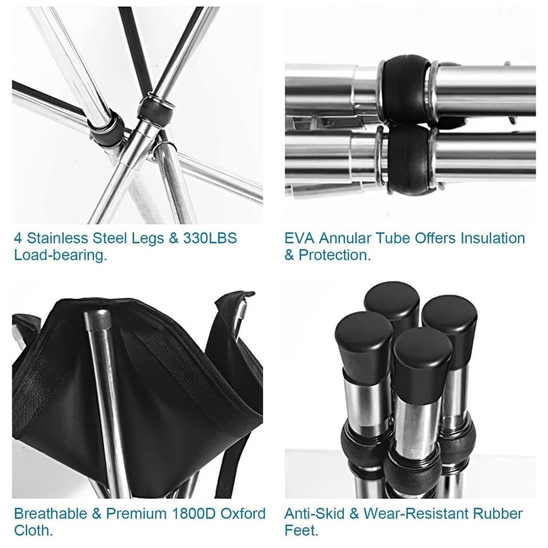 Outdoor Portable Camping Stool Small Foldable Chair For Fishing And Camping Includes Carry Bag 4