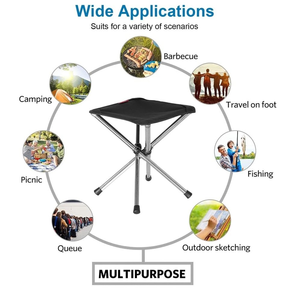 Outdoor Portable Camping Stool Small Foldable Chair For Fishing And Camping Includes Carry Bag 7