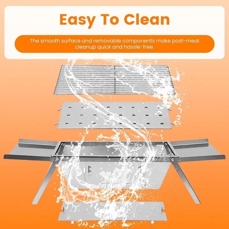 Portable Charcoal Grill With Fire Pit Slow Cooker Stainless Steel Adjustable Grate Ideal For Campin 4