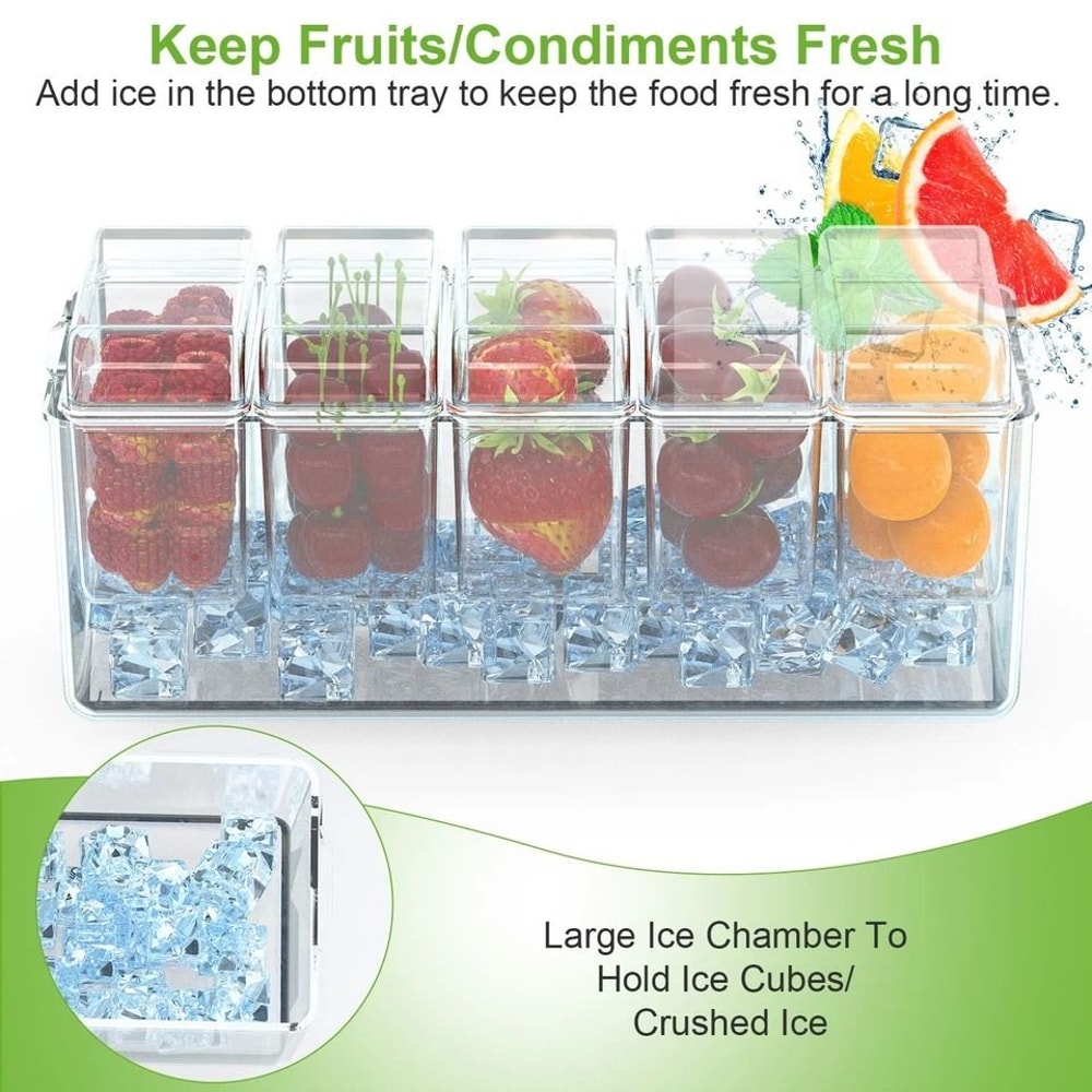 Ice Chilled Condiment Caddy Serving Tray Container Bar Garnish Holder Transparent Summer Food Tray 2