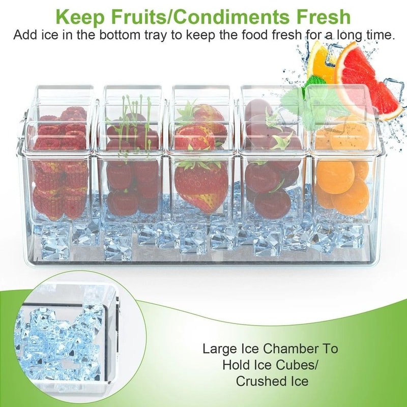 Ice Chilled Condiment Caddy Serving Tray Container Bar Garnish Holder Transparent Summer Food Tray 2