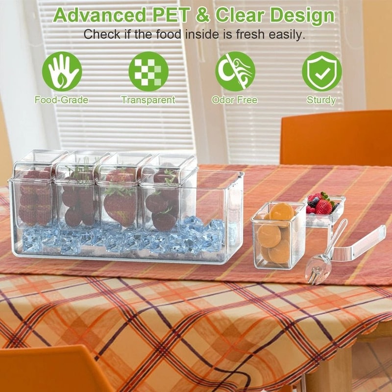 Ice Chilled Condiment Caddy Serving Tray Container Bar Garnish Holder Transparent Summer Food Tray 3