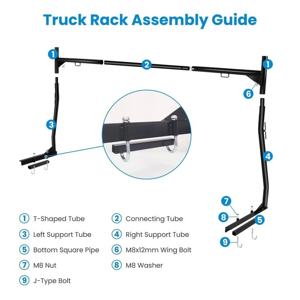 Ladder Rack Heavy Duty Truck Rack Adjustable Pickup Truck Bed Utility Rack No Drill J Bolts 4
