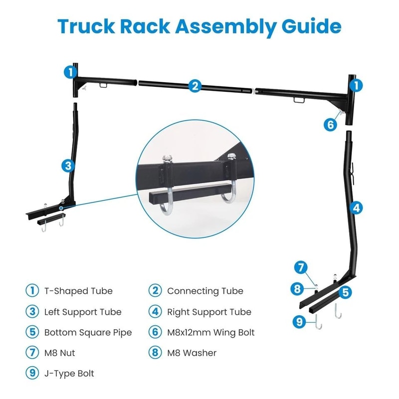 Ladder Rack Heavy Duty Truck Rack Adjustable Pickup Truck Bed Utility Rack No Drill J Bolts 4