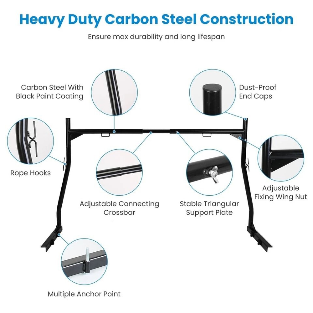 Ladder Rack Heavy Duty Truck Rack Adjustable Pickup Truck Bed Utility Rack No Drill J Bolts 9