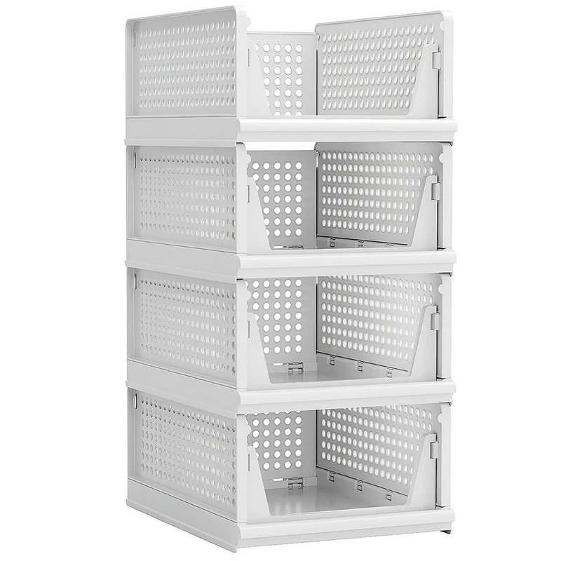 Foldable Closet Organizers Bins Plastic Storage Basket Stackable Drawer Storage Boxes 0