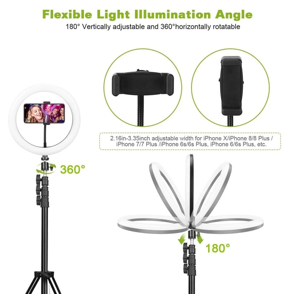 Dimmable Makeup Ring Lights LED Selfie Ring Light LEDs Tripod Stand USB Powered 2
