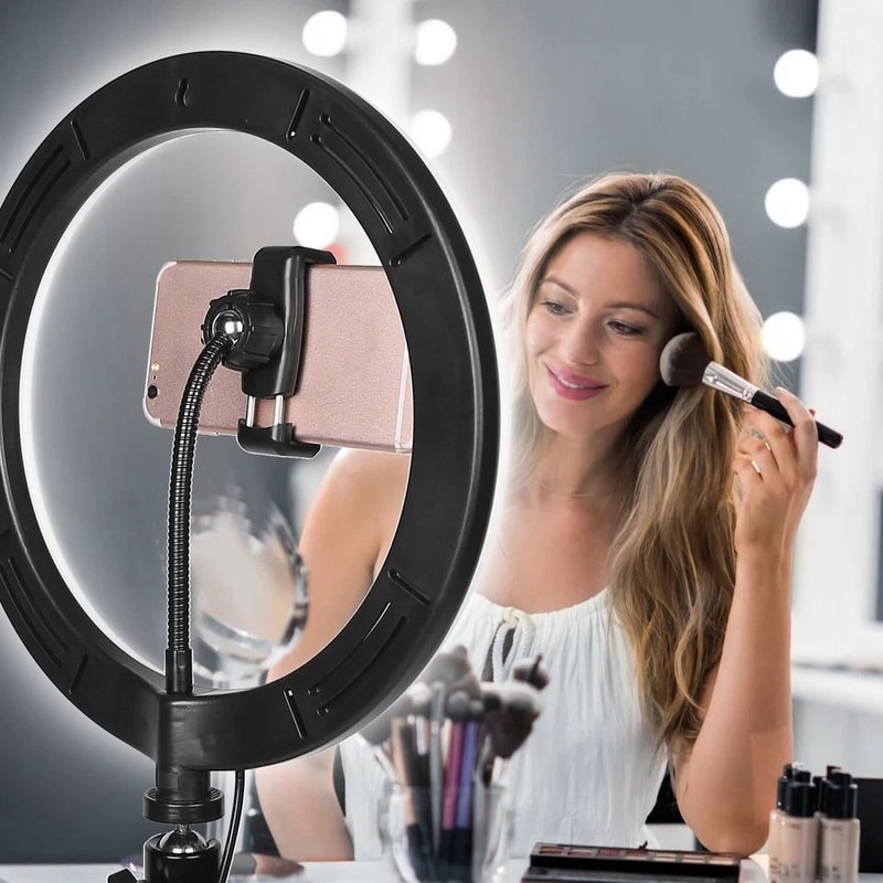 Dimmable Makeup Ring Lights LED Selfie Ring Light LEDs Tripod Stand USB Powered 8