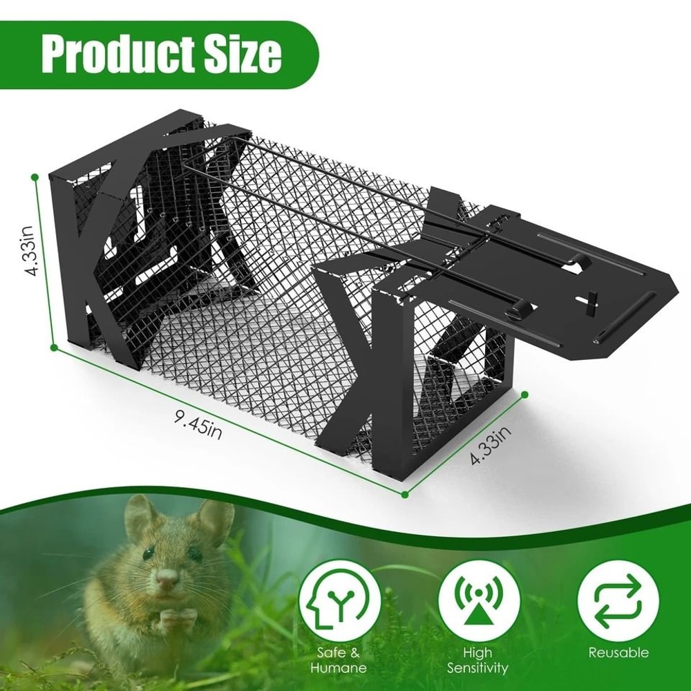 Reusable Mouse Voles Mice Cage Rat Traps Humane Live Mouse Cage Home Yard Rustproof Metal 3