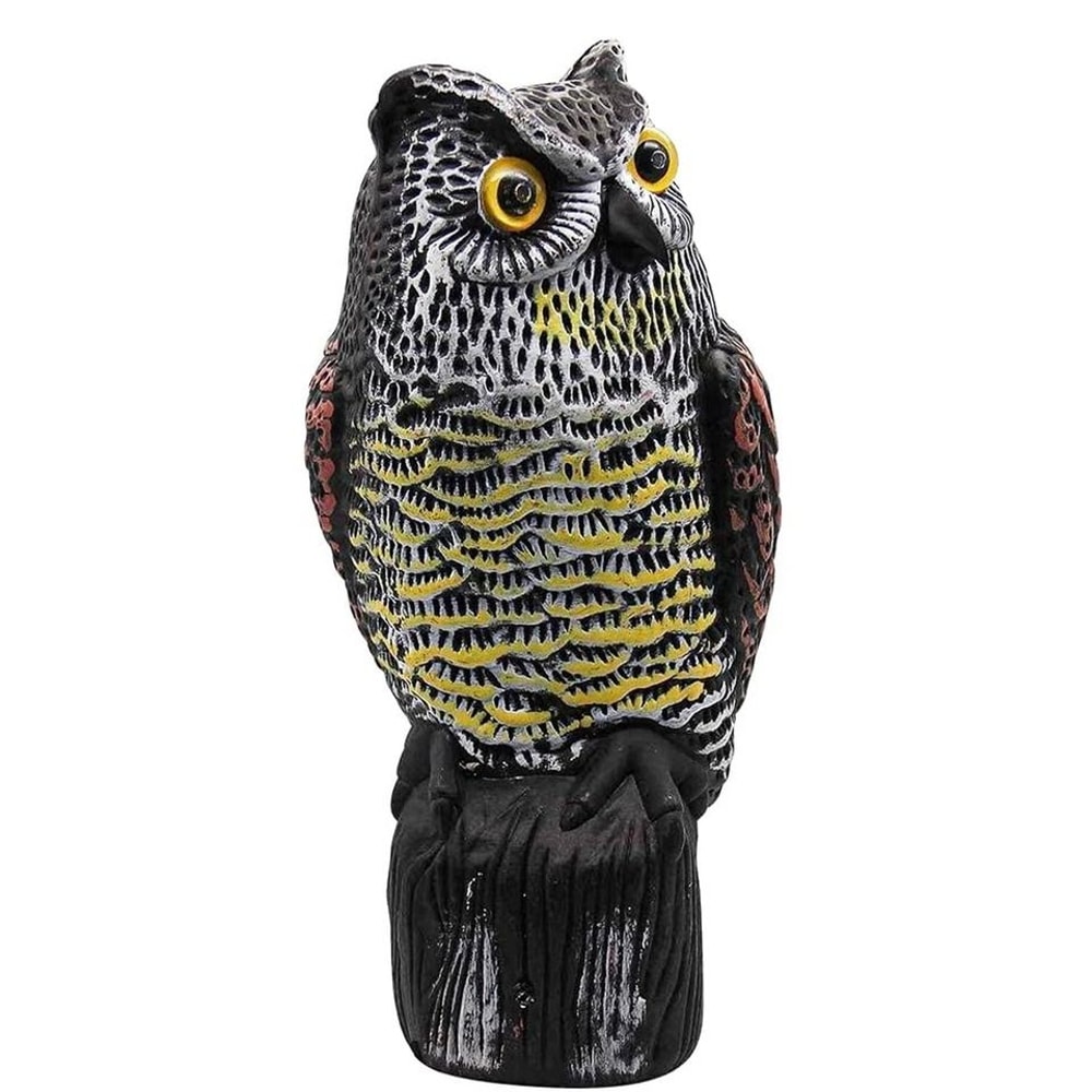 Solar Powered Fake Owl Decoy With Flashing Eye And Sound Outdoor Garden Scarecrow Bird Pest Deterre 10