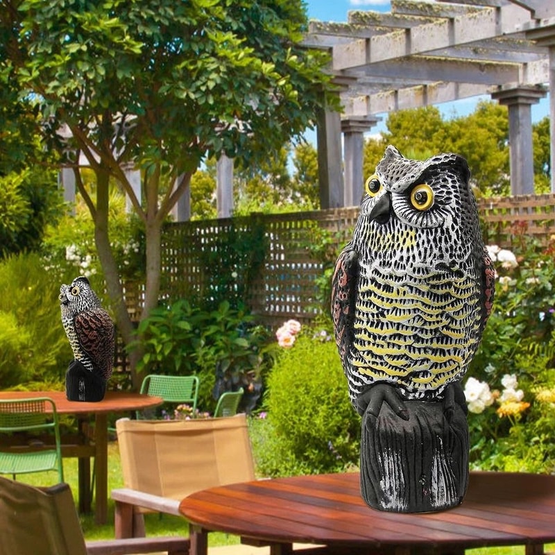 Solar Powered Fake Owl Decoy With Flashing Eye And Sound Outdoor Garden Scarecrow Bird Pest Deterre 6