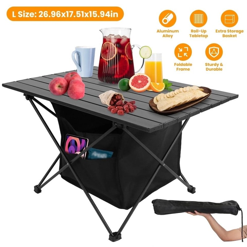Folding Beach Picnic Table Portable Aluminum Camping Table With Storage Bag For Hiking And Travel 2