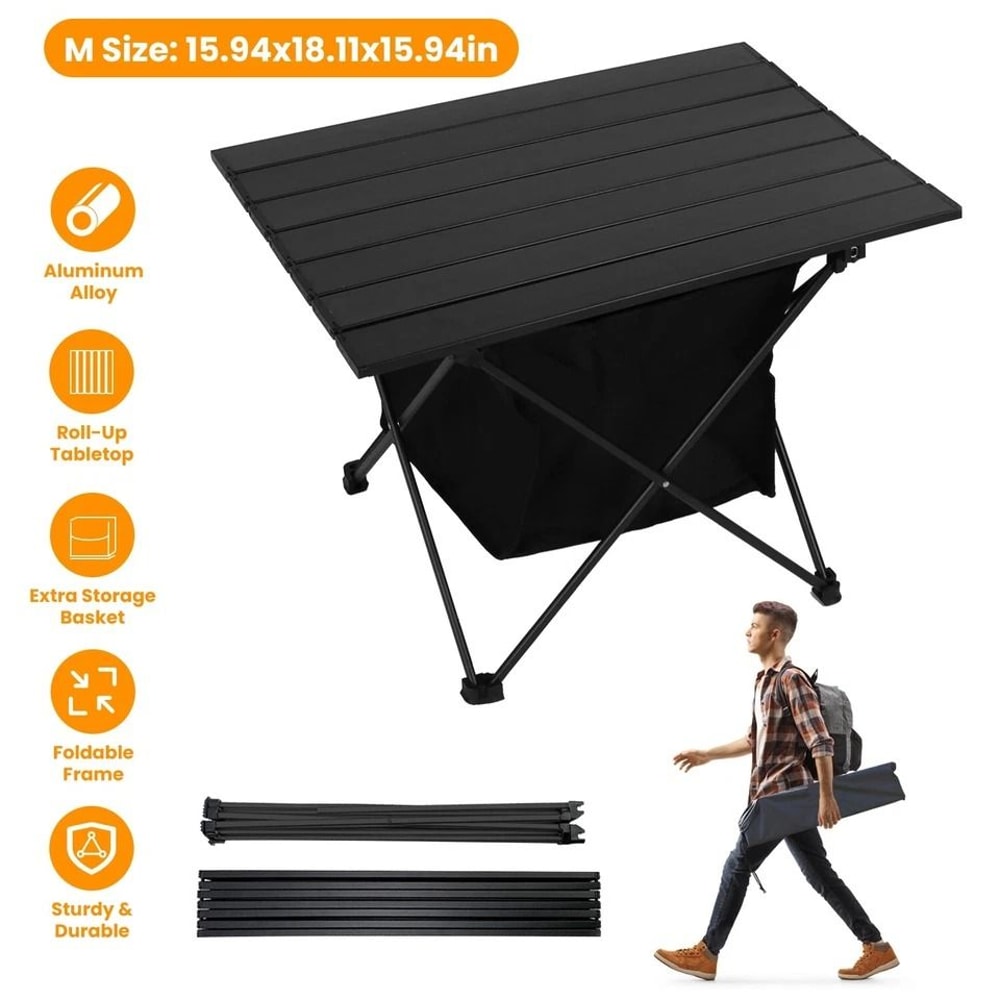 Folding Beach Picnic Table Portable Aluminum Camping Table With Storage Bag For Hiking And Travel 3