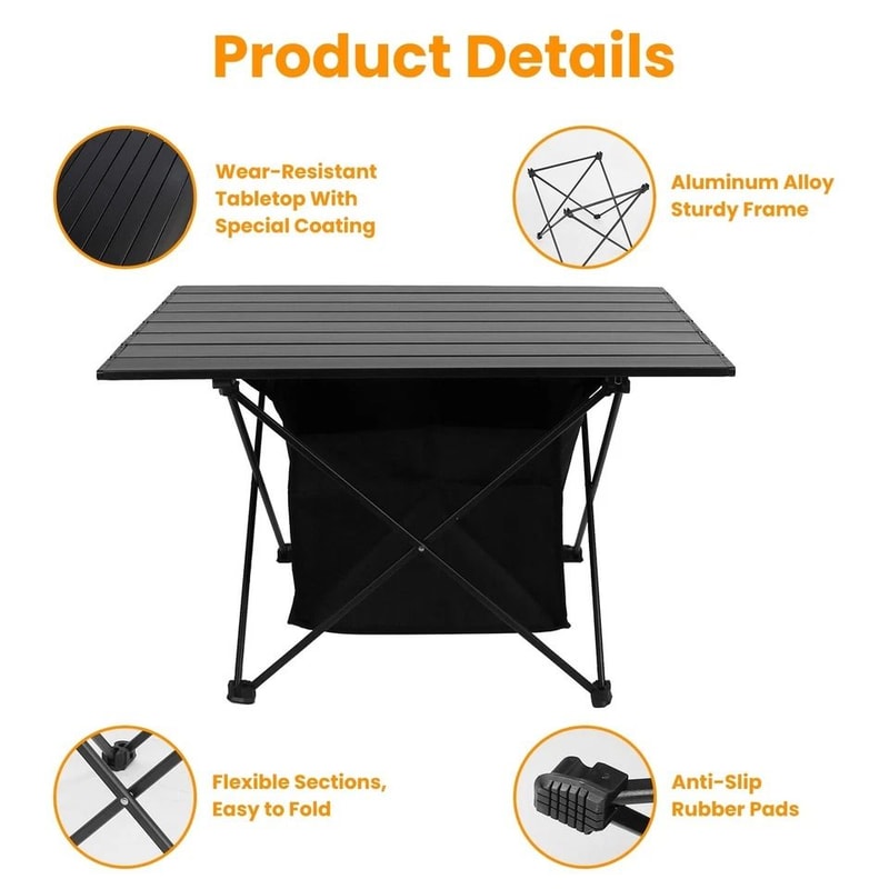 Folding Beach Picnic Table Portable Aluminum Camping Table With Storage Bag For Hiking And Travel 5
