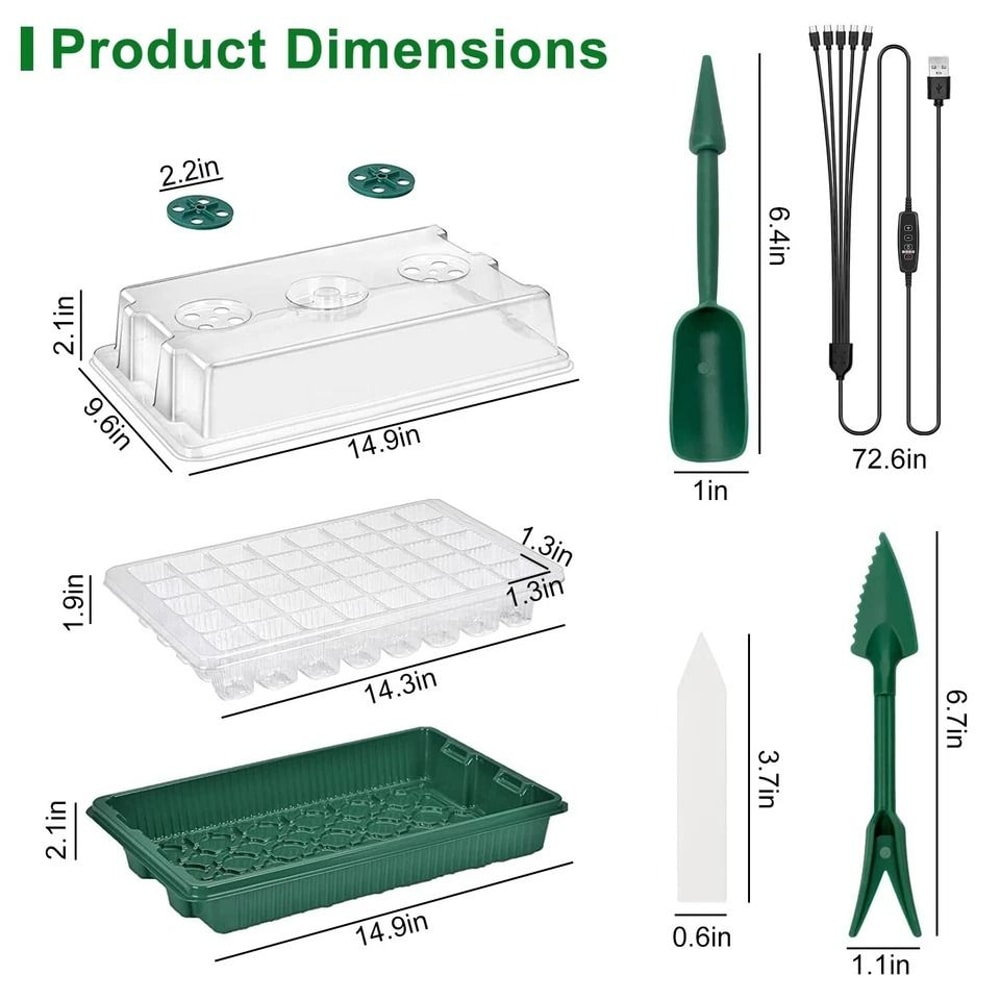 Seedling Seed Starter Tray Kit WGrow Light Cells Plant Greenhouse Dome Easy Indoor Garden Setup 2