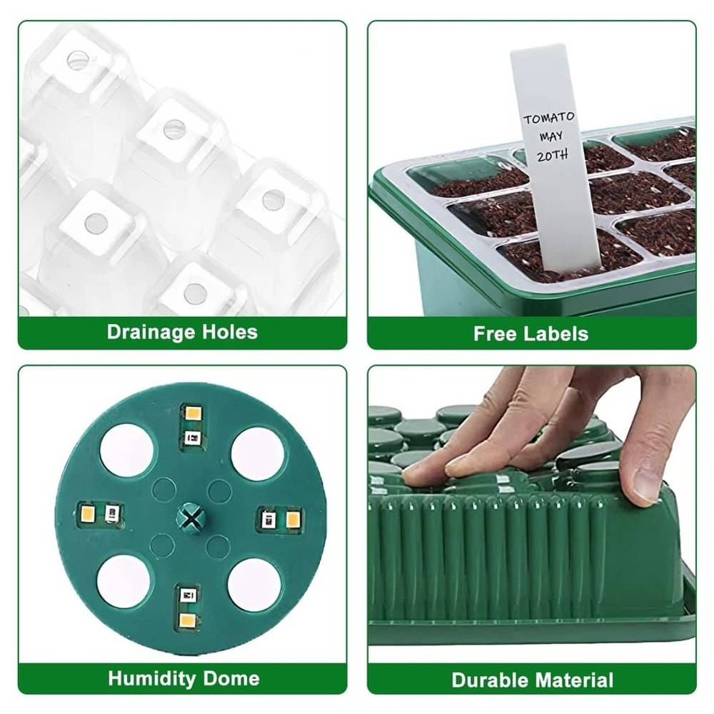 Seedling Seed Starter Tray Kit WGrow Light Cells Plant Greenhouse Dome Easy Indoor Garden Setup 5
