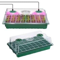 seedling seed starter tray kit grow light, cells plant greenhouse dome, easy indoor garden setup