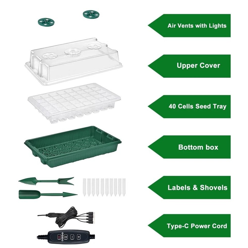 Seedling Seed Starter Tray Kit WGrow Light Cells Plant Greenhouse Dome Easy Indoor Garden Setup 9
