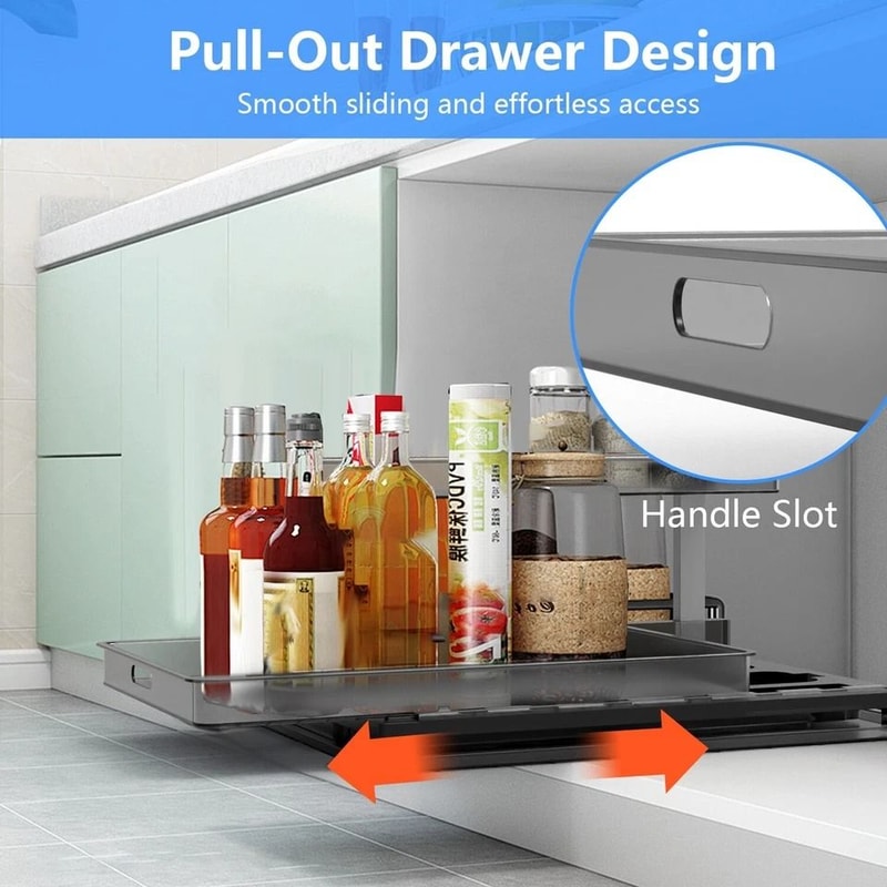 Pull Out Tray Cabinet Organizer Tier Shelf Under Sink Kitchen Rack Drawer Tray Efficient Storage So 3