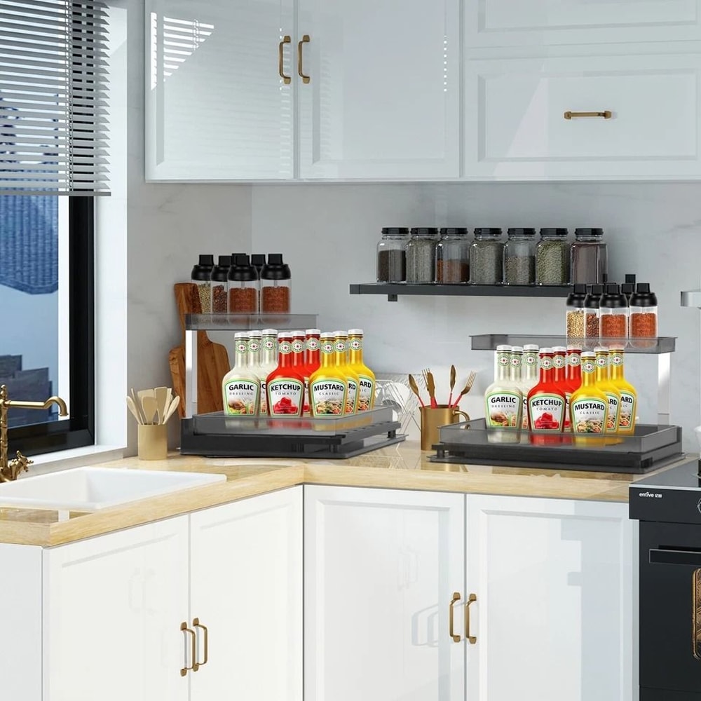 Pull Out Tray Cabinet Organizer Tier Shelf Under Sink Kitchen Rack Drawer Tray Efficient Storage So 9