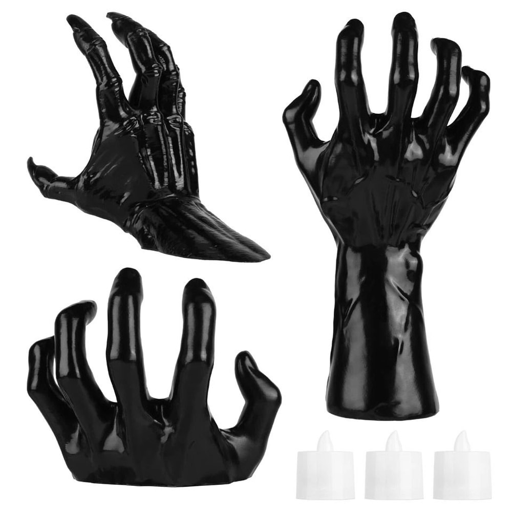 Halloween Creepy Reaching Hands Lighted Candles Hand Prop For Haunted Party Decorations Eerie Wall 0