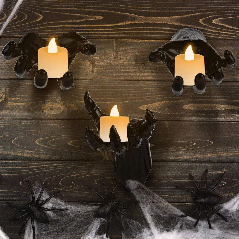 Halloween Creepy Reaching Hands Lighted Candles Hand Prop For Haunted Party Decorations Eerie Wall 9