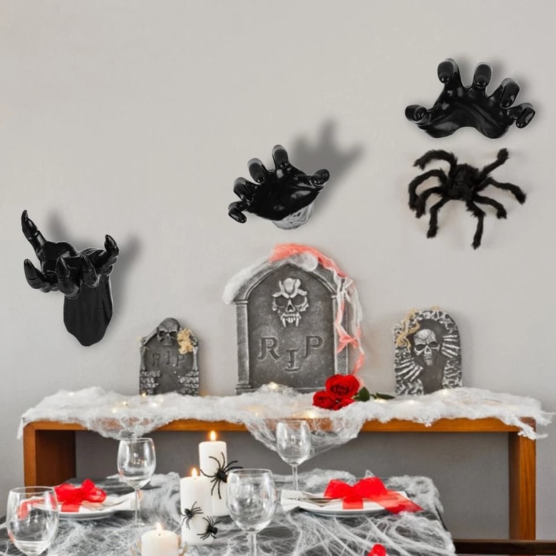 Halloween Creepy Reaching Hands Lighted Candles Hand Prop For Haunted Party Decorations Eerie Wall 5