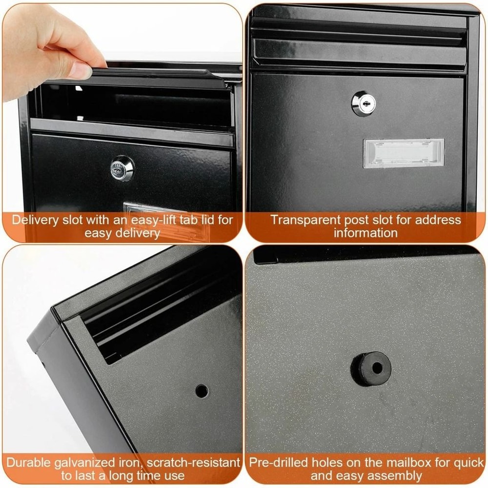 Secure Metal Wall Mount Mailbox Lockable Door Drop Box With Keys Perfect For Letters Newspapers And 3
