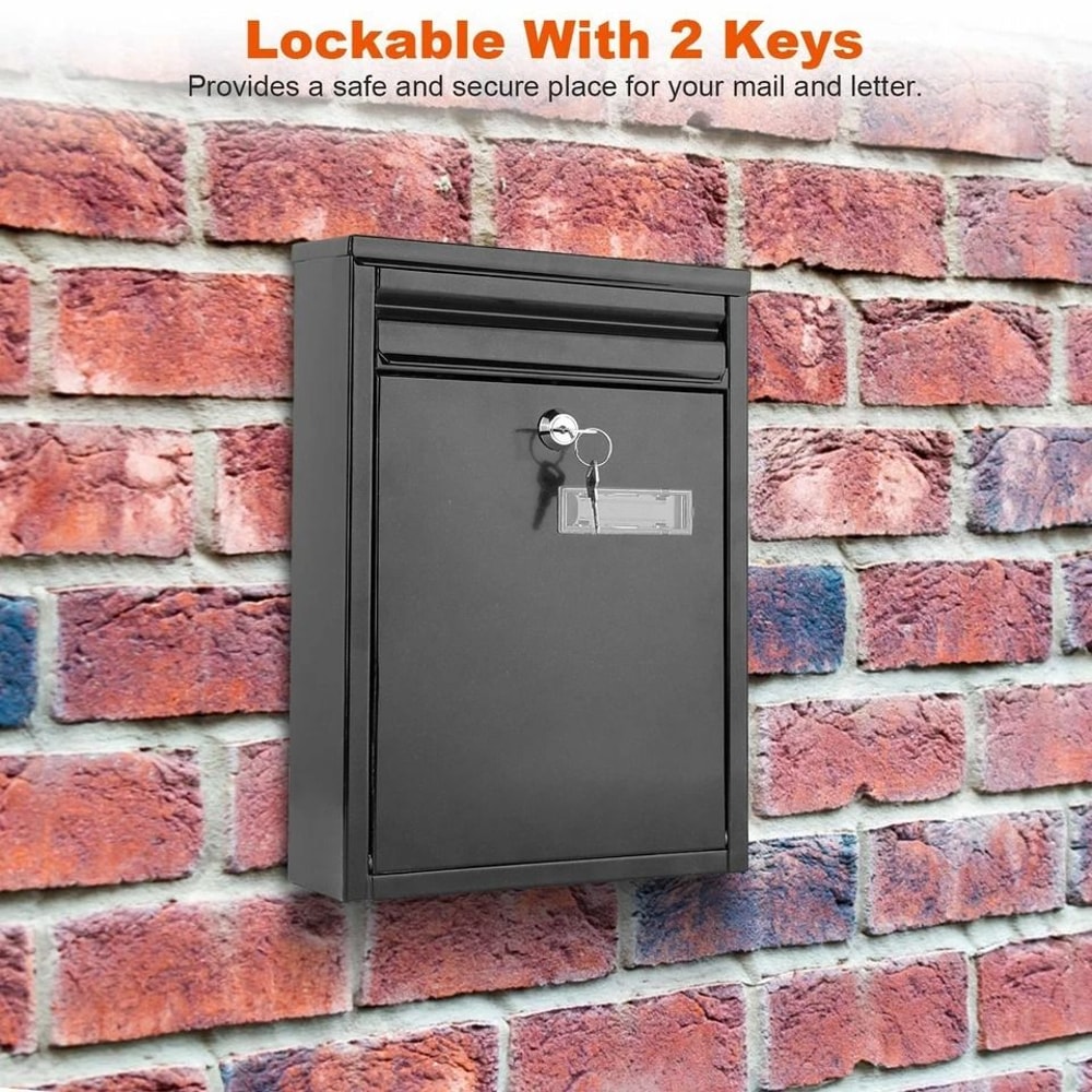 Secure Metal Wall Mount Mailbox Lockable Door Drop Box With Keys Perfect For Letters Newspapers And 5