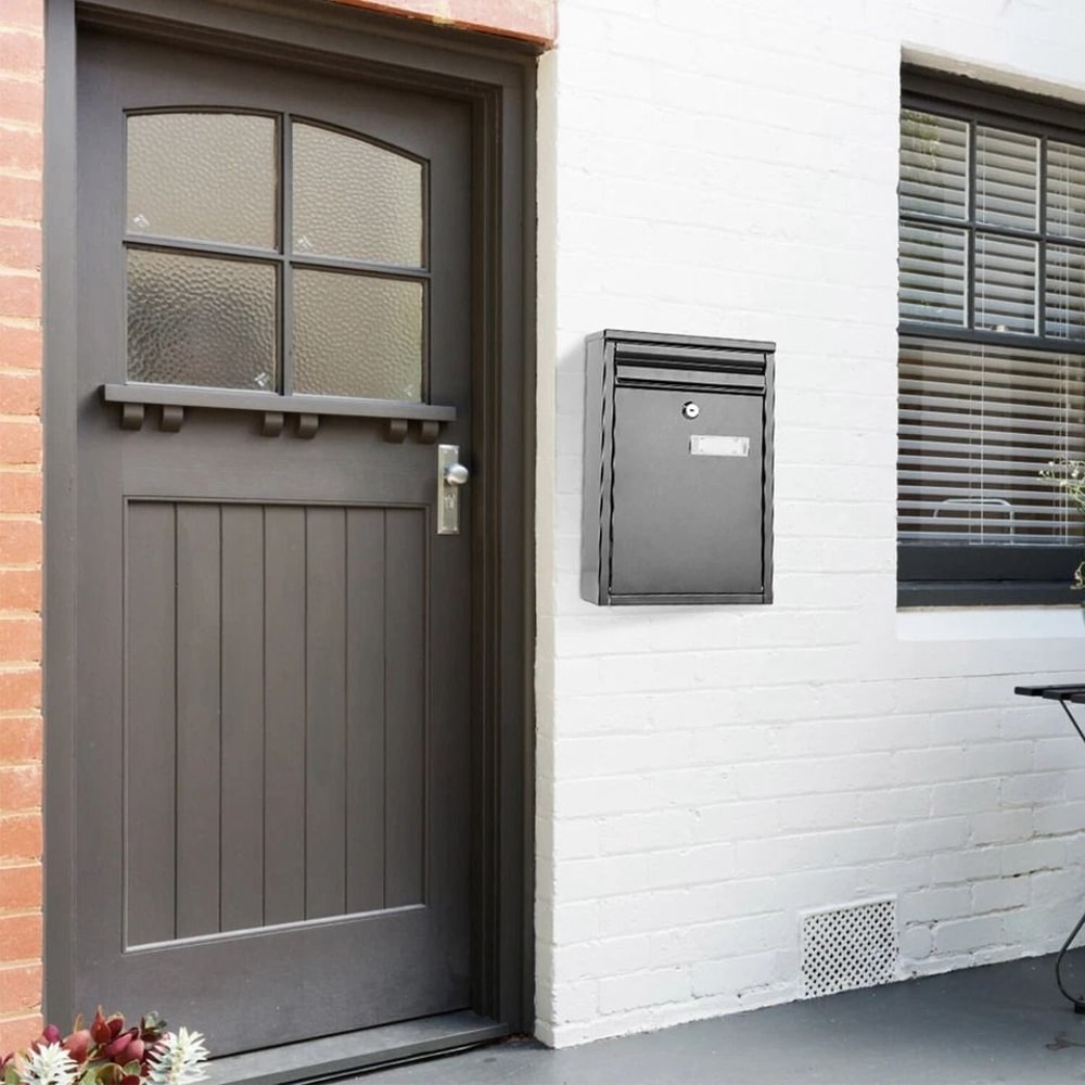 Secure Metal Wall Mount Mailbox Lockable Door Drop Box With Keys Perfect For Letters Newspapers And 1