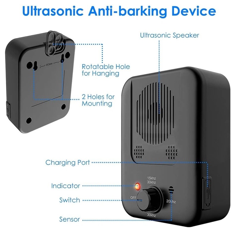 Ultrasonic Dog Bark Control Device Sensing Range Sonic Silencer Safe Effective Adjustable Frequenc 6
