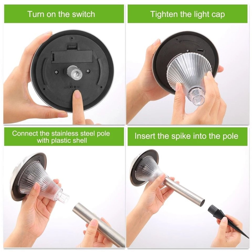 Outdoor Solar Garden Lights Color Changing LED Stainless Steel Lamps For Lawn Patio Waterproof Ener 9