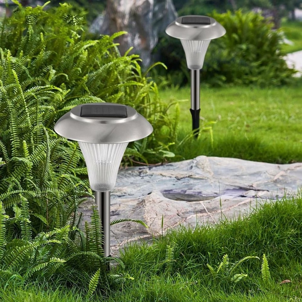 Outdoor Solar Garden Lights Color Changing LED Stainless Steel Lamps For Lawn Patio Waterproof Ener 10