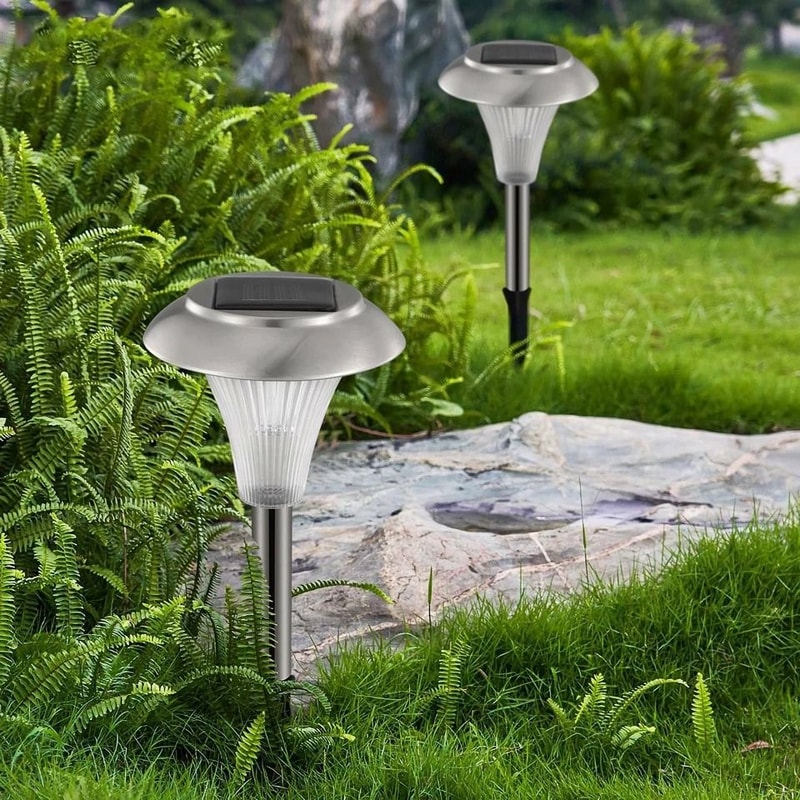 Outdoor Solar Garden Lights Color Changing LED Stainless Steel Lamps For Lawn Patio Waterproof Ener 10