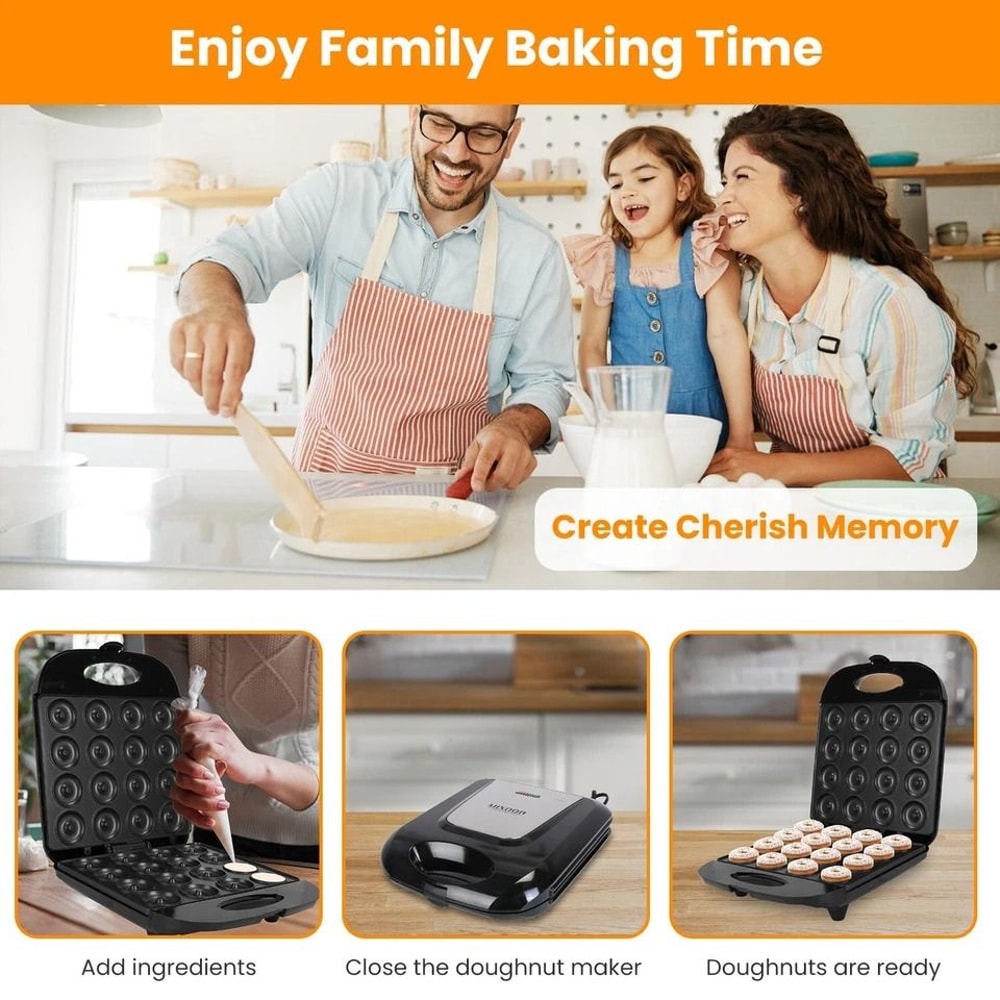 Home NonStick Coating Mini Donut Maker Heating Fast Donut Production Perfect For Busy Mornings 6