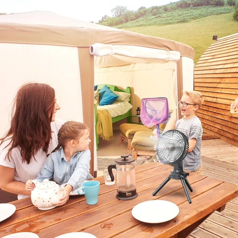 Portable Foldable Camping Tripod Fan Brightness LED Light Hanging Hook Adjustable Angles 12