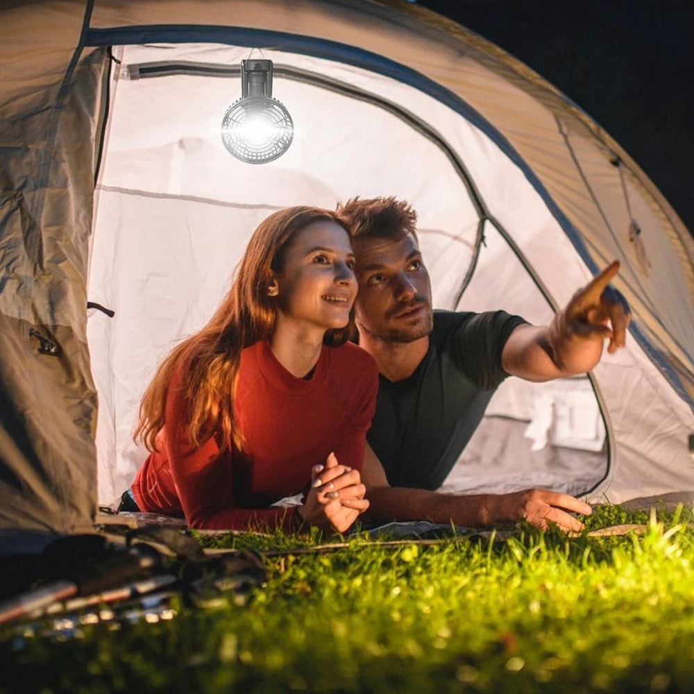 Portable Foldable Camping Tripod Fan Brightness LED Light Hanging Hook Adjustable Angles 13