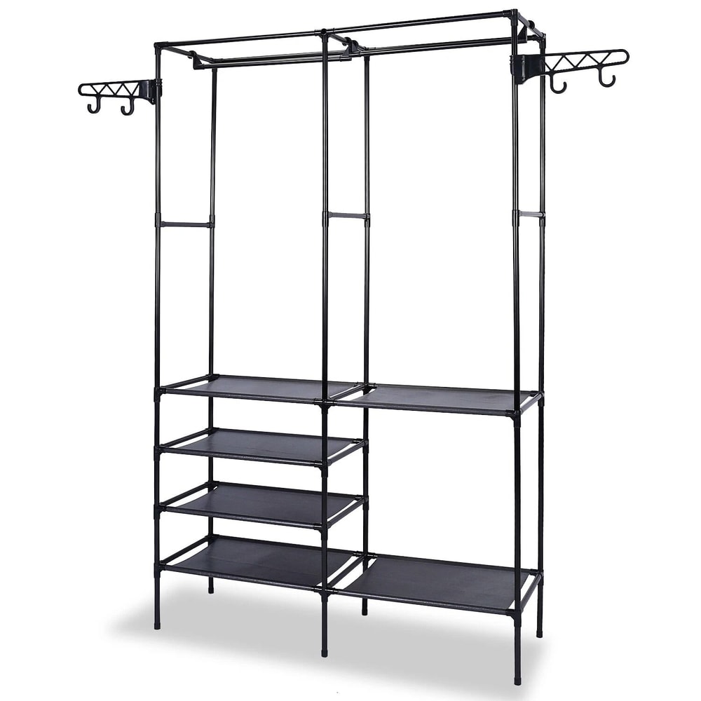 Wardrobe Organizer Shoe Rack Heavy Duty Garment Rack Closet Storage System Rotatable Hooks Adjustab 0