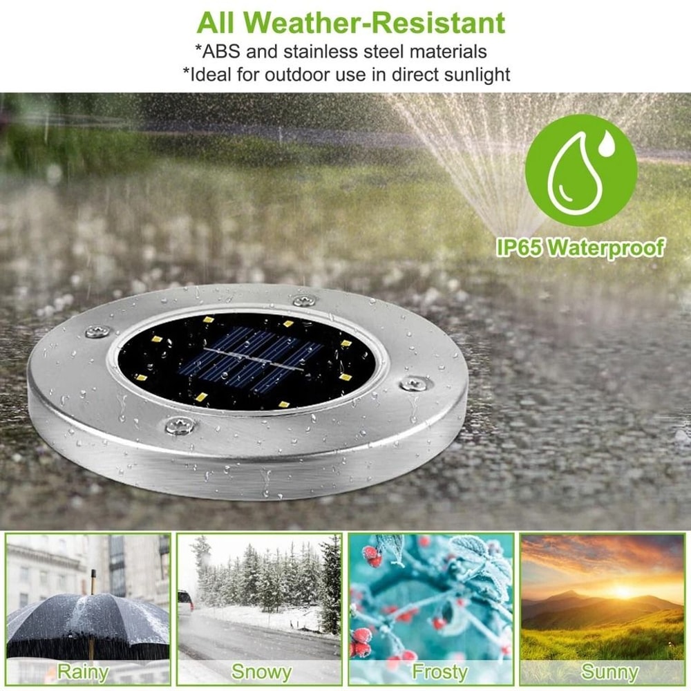 Solar Powered Ground Lights LED Solar Disk Lights Waterproof Outdoor Pathway Lamps For Garden Decor 1